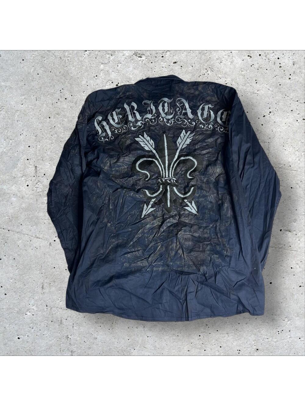 Roar HERITAGE Affliction Emo grunge Classic Button Down Shirt Men’s Embroidered